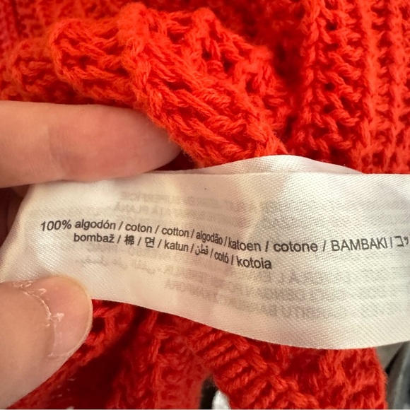 Zara Red Orange Cotton Crochet Short Sleeve Top Size S - Picture 7 of 7